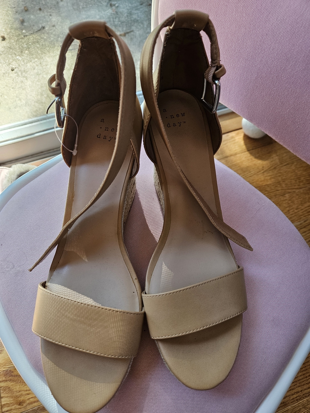 a new day Neutral Tan Ankle-Strap Espadrille Wedges